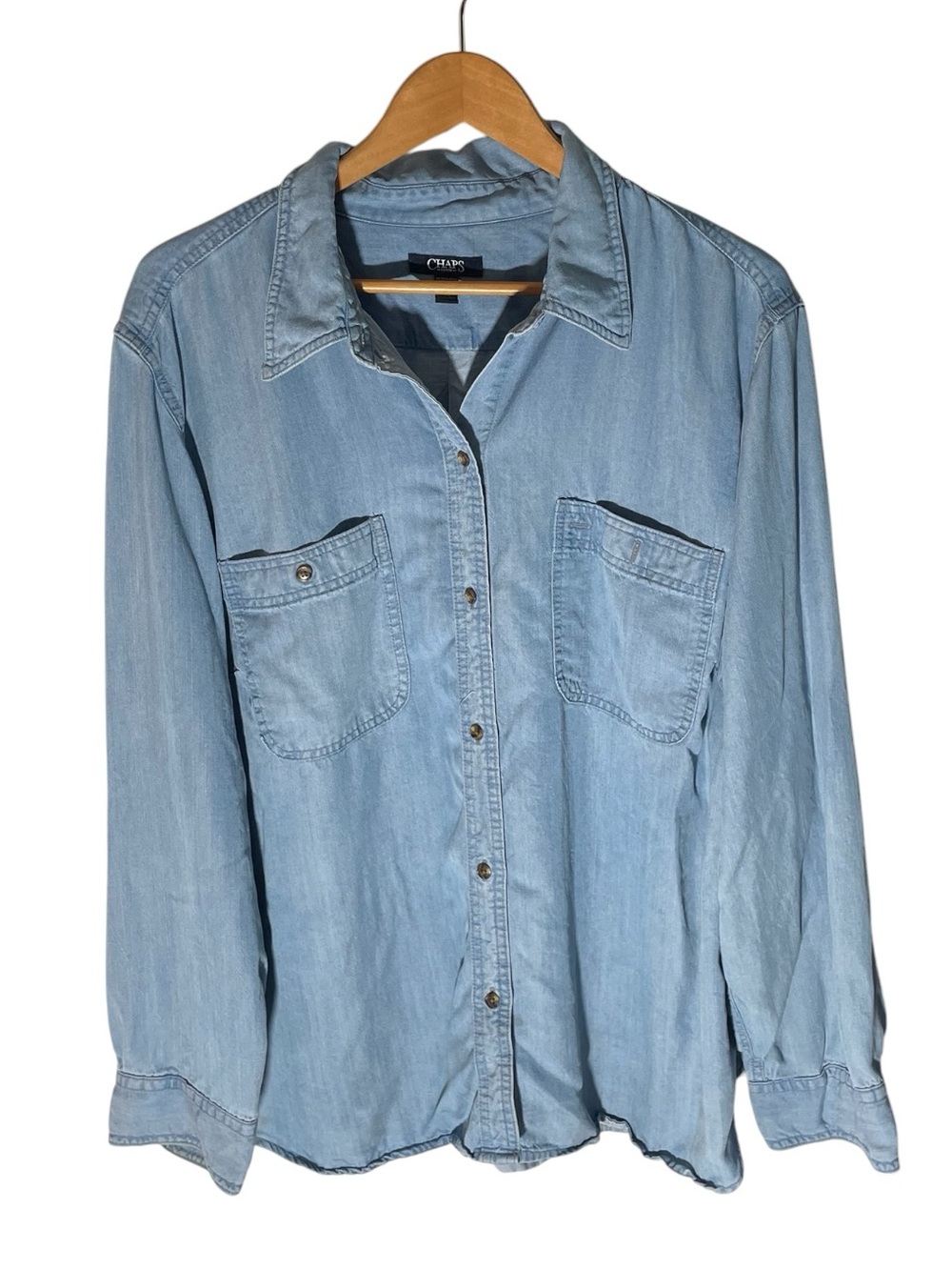 C10- 3X Chaps Light Blue Denim Shirt - Classic Button-Up
